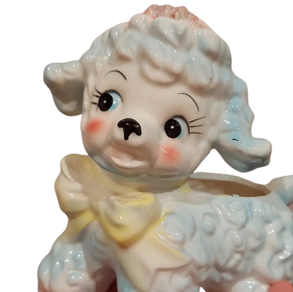 Kitchy Lamb Planter- 1961 Relpo Spaghetti Lamb- Samson Import Co. - Picture 4 of 8